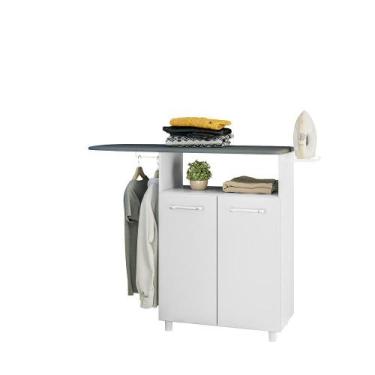 Imagem de Tábua de Passar de Roupa com Armário 2 Portas Becca - Nicioli, Bco/bco