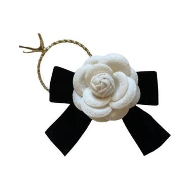 Imagem de Broche De Flor Camélia De Veludo Com Laço, Estilo Colegial Feminino, A