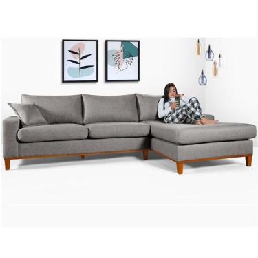 Imagem de Sofá California 4 Lugares Living Chaise Linho Lado Esquerdo - Essencia