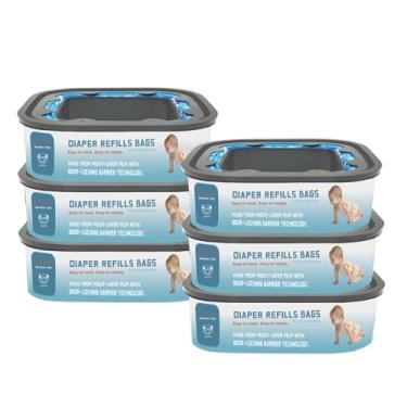 Imagem de Refil de sacos quadrados padrão compatível com Genie Diaper Compact, Select Pails (não serve para baldes de versão clássica), comporta até 270 fraldas recém-nascidas por refil, pacote com 6