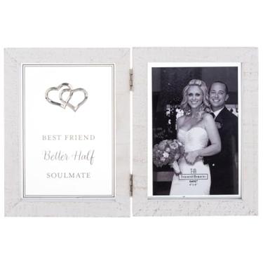 Imagem de Ganz Moldura dupla articulada Best Friend Soulmate MDF Treasured Memories, comporta fotos de 10 x 15 cm