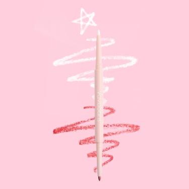 Imagem de VavaSans Lápis mecânico delineador de gel, branco e rosa, duas cores, retrátil, pigmentado, suave, cremoso, texturizado, à prova d'água, à prova de manchas, maquiagem de longa duração