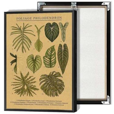 Imagem de Pôster vintage de folhagem filodendro, natureza, folhas de monstera, arte de parede, arte engraçada, estampa de gráficos, pintura para sala de estar, quarto, escritório, decoração de parede 30,5 x