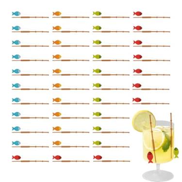 Imagem de 40 Pcs Mini Fish Pole Decoration, Little Fisherman Fishing Pole Picks Fishing Party Decorations, Baking Cake Plugins for Supplies Birthday Party Drinks Cake Decorating