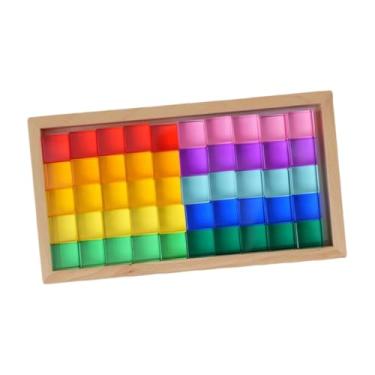 Imagem de YIJU 50 Peças de Blocos de Cubos de Acrílico Arco-íris Transparentes E Coloridos para Construção