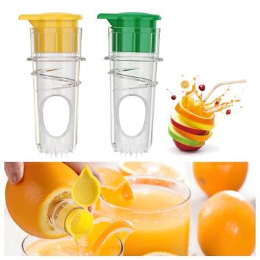 Imagem de Mini espremedor de limão, espremedor de limão, 2025, espremedor manual portátil de limão, com filtro embutido, prensa cítrica laranja para coquetéis, bebidas (2 peças)