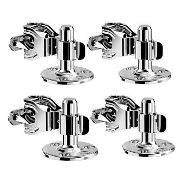 Imagem de 2X Kit 4 Trava De Piso Fixador Porta Metálico Cromado Sopran