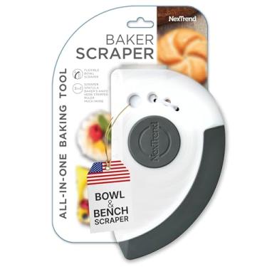 Imagem de Nextrend BakerScraper – Raspador flexível de tigela e bancada 5 em 1 com borda de aço inoxidável, régua chanfrada e decapador de ervas – livre de BPA, lavável na lava-louças (cinza)