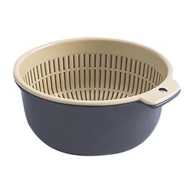 Imagem de Camada Dupla Frutas Vegetais Lavando Cesto, Plástico Resistente, Com Design Fácil de Limpeza, Resistente Ao Odor e Colorido, Solução de Armazenamento Eficaz para Lavagem Vegetal Frutas (Azul nórdico)