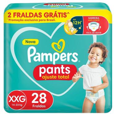 Imagem de Fralda Pampers Pants Ajuste Total Tamanho XXG com 28 Unidades Descartáveis