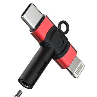 Imagem de Adaptador USB C Lightning para 3,5 mm para iPhone 16 15 14 13 Pro Max AUX (2 em 1) Cabo de áudio para fone de ouvido Apple Dongle microfone de carro fêmea compatível com conector Samsung adaptador de