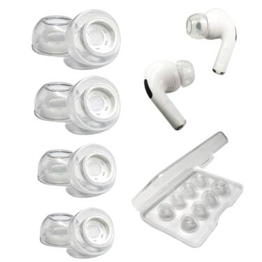Imagem de Mijusun Pontas auriculares de substituição para AirPods Pro/2ª geração com capa, 4 pares (XS/P/M/G) pontas auriculares com isolamento de ruído AirPods Pro, transparente