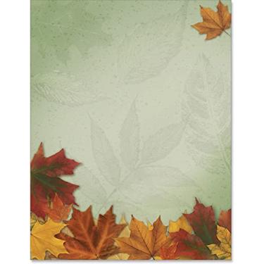 Imagem de Paperdirect Fall Breeze Leaves Autumn Fall Thanksgiving Theme Papelaria, papel de borda, papel timbrado 21 x 28, 25 folhas, papel de escrita premium elegante, papel decorativo para impressora
