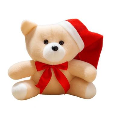 Imagem de Ursinho Pelúcia Papai Noel Enfeite Decoração de Natal Urso Natalino co