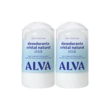 Imagem de Kit 2x Desodorante Cristal Natural Stick Sem Perfume 60g Alva