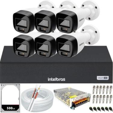 Imagem de Kit 6 Câmeras Intelbras Cftv 1080p Full Color HD 500GB colorido dia e 
