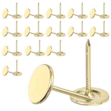 Imagem de YELARXI Tachinhas de unhas de estofamento, pregos para móveis, 3/8 x 5/8 de cabeça chata, alfinetes vintage para pendurar na parede/escritório/decoração de móveis/foto) 0,1 cm A, 30 peças e ouro