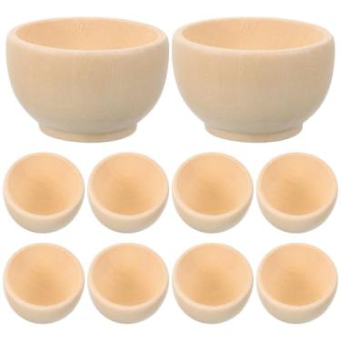 Imagem de VICASKY 10 tigelas de apertar porta-ovos de madeira pequena tigela de madeira mini copo inacabado de temperos de Páscoa suportes de brinquedos suprimentos de condimentos para talheres pintáveis