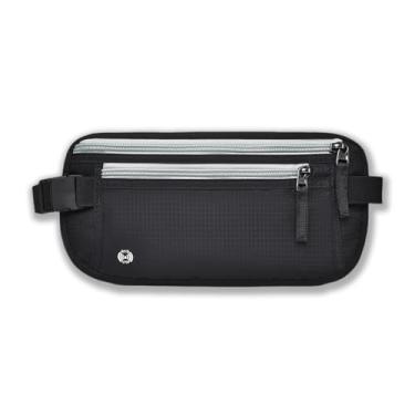 Imagem de Carteira para passaporte com bloqueio de RFID, fina, antifurto, para viagem, unissex, cintura ajustável, cinto para dinheiro com zíper seguro, Preto (zíper cinza), Zíper cinza