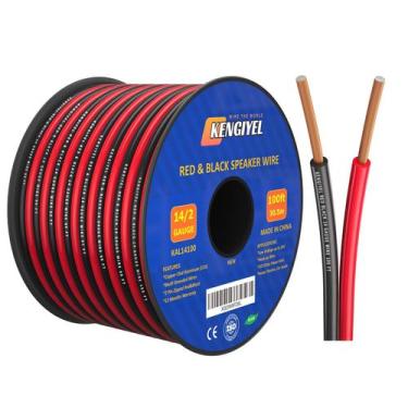 Imagem de Fio de alto-falante KENGIYEL 14 Gauge 30m 2 condutores vermelho e pret