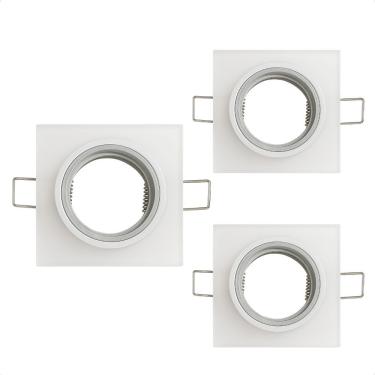 Imagem de Kit 3 Spot Taschibra Quadrado Embutir Vidro Jateado Sp23 Mr16 Bivolt