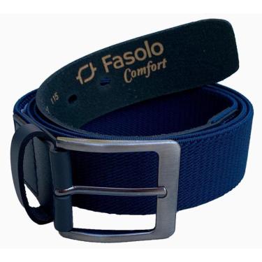 Imagem de Cinto Masculino Elástico De Couro Fivela Fasolo Marinho 110