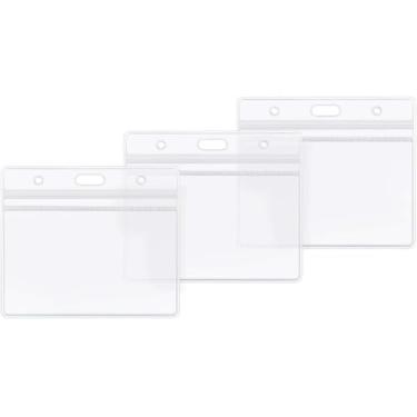 Imagem de Suporte horizontal para crachá de identificação de plástico transparente, resistente, à prova d'água, com zíper, PVC, porta-cartões de identificação da ZHEGUI (pacote com 100, horizontal 6 x 9 cm)