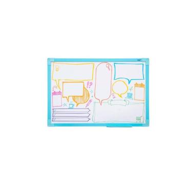 Imagem de Quadro branco moldura de alumínio magnético Soft Azul 30x20c