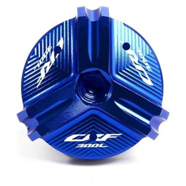 Imagem de Acessórios de motocicleta Tampa do reservatório de fluido de freio dianteiro e tampa de enchimento de óleo do motor compatível com CRF300L CRF 300 L CRF 300L 2021 2022 (tampa de óleo azul)