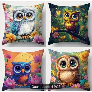 Imagem de KiT 4 Capas De Almofada 40 cm x 40 cm Sublimada Estampada - Dryka Enxo