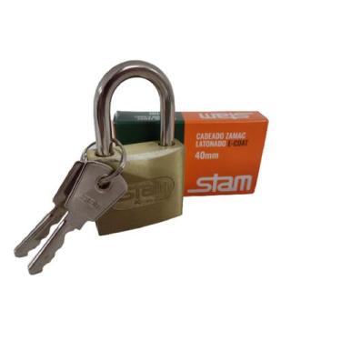 Imagem de Cadeado Stam Zamac Latonado Grande E-Coat 40mm C / 2 Chaves 