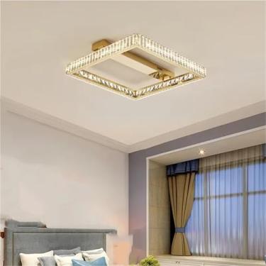 Imagem de Sala de estar Luxo Cristal Led Teto Lâmpada Lustre Aço Regulável Led Teto Lustre Iluminação Quarto Arte Luminária Luminária, Lustre Lâmpadas
