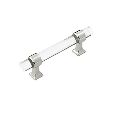 Imagem de Hickory Hardware Puxador de cristal HH075857-CA14-10B, 7,6 cm de centro a centro, crisacrílico com níquel polido, 10 peças