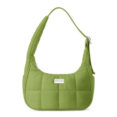 Imagem de TOPDesign Bolsa de ombro acolchoada para mulheres, bolsa Hobo ultraleve, mini bolsa clutch com zíper, alça ajustável, Verde, Medium, Casual