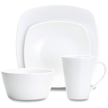 Imagem de Aparelho de Jantar, Elegância e Sofisticação Para Sua Mesa com 4 Peças, Formato Quadrado e Material de Porcelana, Noritake 43813-04P, Branco