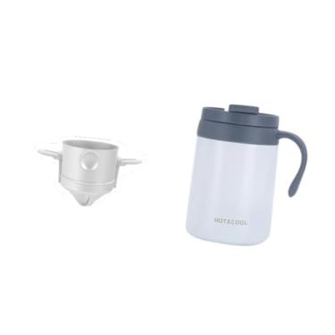 Imagem de Generic Conjunto de cafeteira isolada para servir café em aço inoxidável, cafeteira manual com gotejamento e gotejador para mochileiros e escritórios, Branco Sem Colher