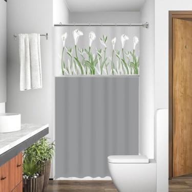 Imagem de Cortina Box em PVC Estampada Para Banheiro Anti Mofo Com Ganchos (CINZA)