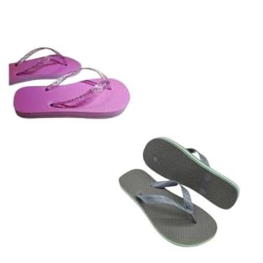 Imagem de Chinelos de Nuvem, Kit 10 Pares Chinelos Bandeirinha Masculino e Feminino de Dedo Borracha(Rosa Preto,33)