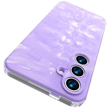 Imagem de ACKETBOX Capa para Samsung S24 fe, proteção fina e leve contra quedas, antiamarelamento, antiarranhões, parte traseira rígida de policarbonato, botão preciso, suporta carregamento sem fio, mármore