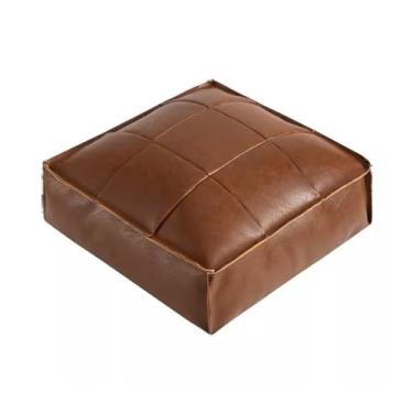 Imagem de pufe Travesseiro de piso vintage, almofada pele cera óleo para quarto, varanda, janela flutuante, tatami, poça quadrada(Light brown,Médio)