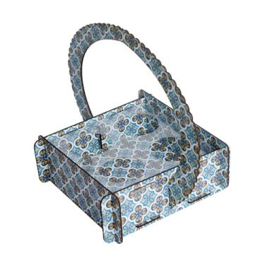 Imagem de Cesto decorativo multiuso dobrável com corte a laser em MDF, 25 x 20 cm, para festivais, casamentos, corporativos e aniversários, design floral de acrílico elegante (Hamper-6)