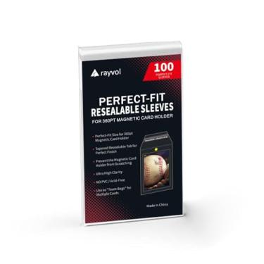 Imagem de Rayvol Resealable Team Bags for 360 pt Magnetic Card Holders – Archival Acid‑Free Polypropylene Sleeves (100‑Pack)