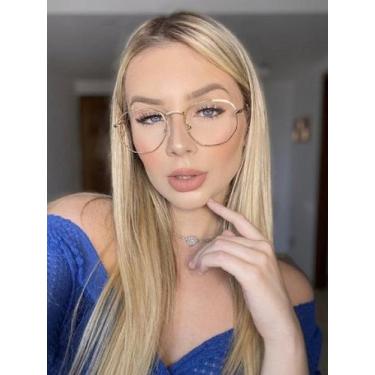 Imagem de Armação Óculos Grau Feminino Hexagonal Dourado - Palas Eyewear
