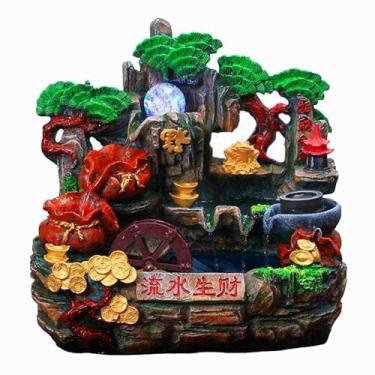 Imagem de XFNVXC Fonte decorativa para uso interno, fonte de mesa, escritório, resina, artesanato, decoração de casa, ornamentos, ornamentos, fonte de água, ornamentos, casa