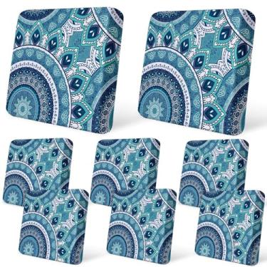 Imagem de pickyNproud 8 peças de capas de almofada de pátio elásticas para sofá ao ar livre, capas de substituição laváveis para móveis com parte inferior elástica para sofá e cadeira