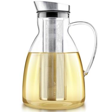 Imagem de Teabloom Bule de vidro borossilicato extra grande + chaleira + jarra (2,5 l / 10 xícaras) – Prepare e sirva chá quente, chá gelado, chá gelado e água infundida com frutas – Máquina de chá solstício