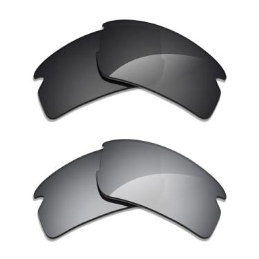 Imagem de Alphax 2 pares de lentes polarizadas de substituição para óculos de sol Oakley Flak 2.0 S OO9511 - preto + titânio