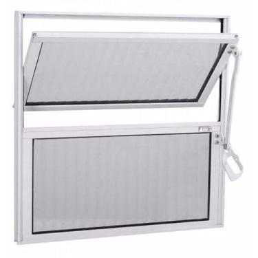 Imagem de Basculante de Alumínio 2 Folhas 1 Fixa Vidro Canelado Integral Econ Light 50cmx50cmx1,5cm Natural