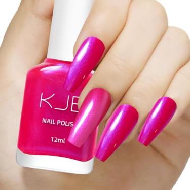 Imagem de Esmalte para unhas com acabamento brilhante brilhante - Fórmula resistente a lascas de longa duração, sem necessidade de lâmpada U V - rosa brilhante metálico 10,4 ml