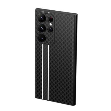 Imagem de YLFFFZZZ Capa de couro para Samsung Galaxy S24ultra/S24plus/S24, capa de design luminoso exclusivo com orifício para câmera, capa macia à prova de choque, preta 1, S24